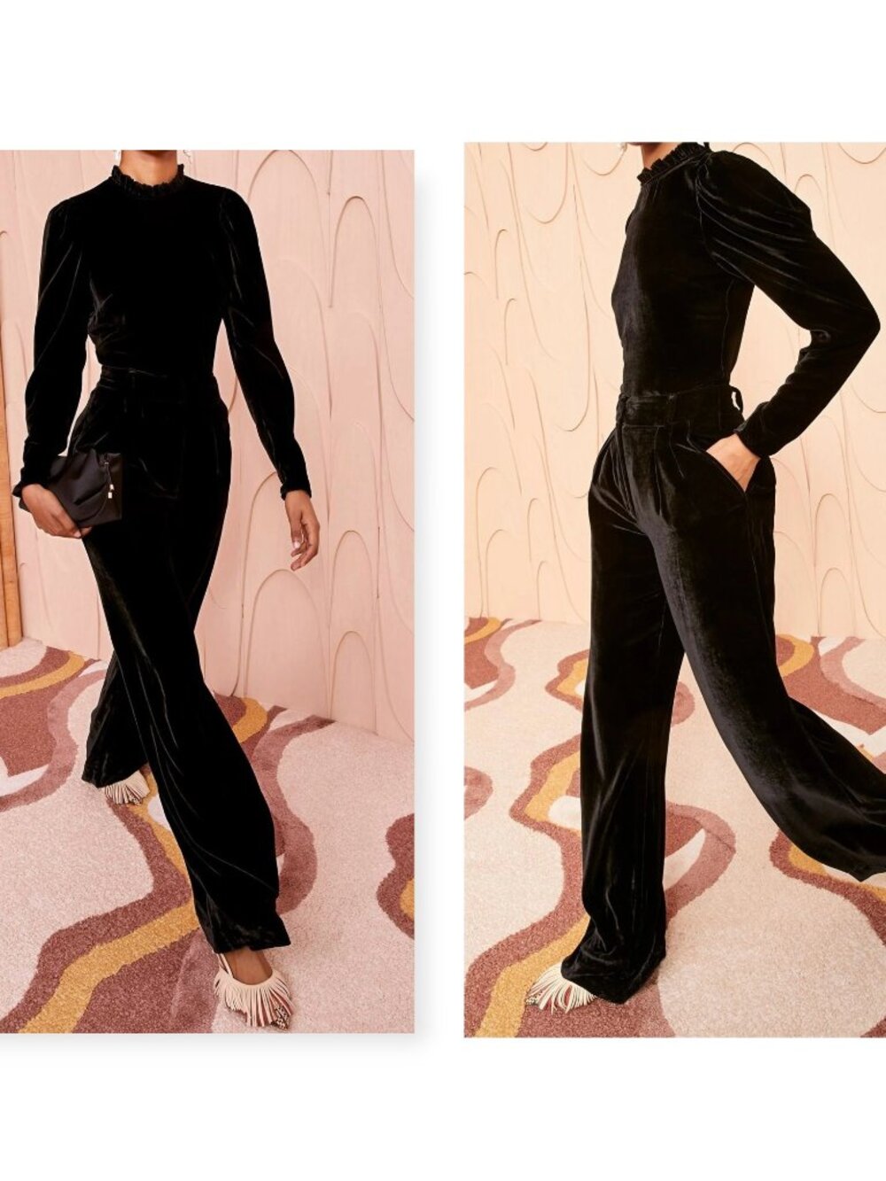 Ulla Johnson Veronica velvet wide-leg pants, Size 2, Black, New with tag
